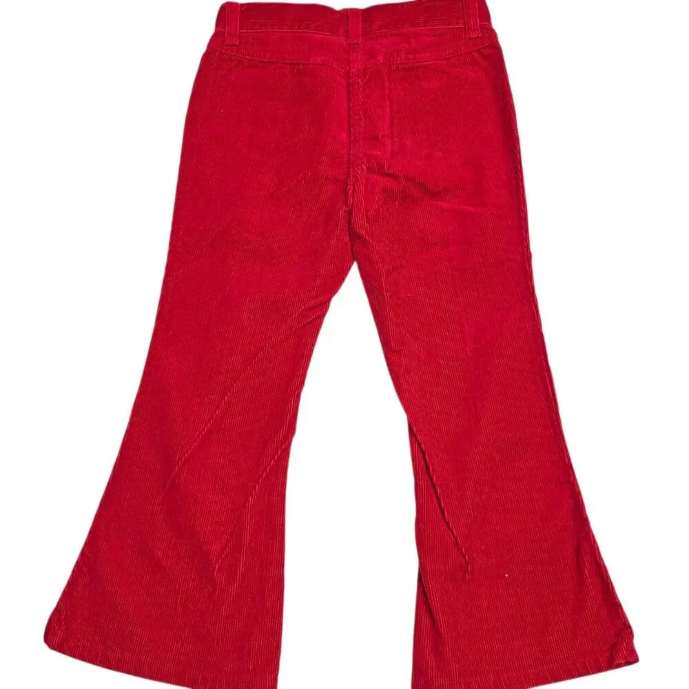 Vintage Gymboree Corduroy Pants Size 5 Red Peruvian Doll Line Flare Leg NWT
